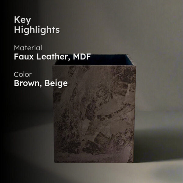 Alexei Faux Leather Dust Bin - Brown Alexei Faux Leather Dust Bin - Brown