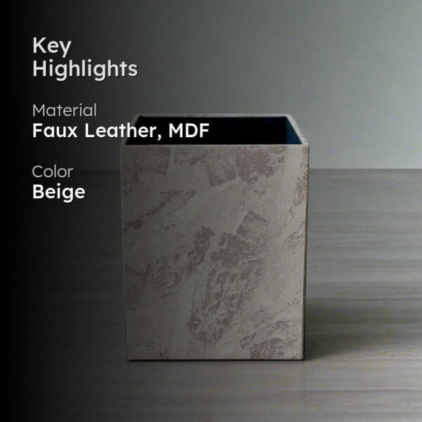 Alexei Faux Leather Dust Bin - Off White