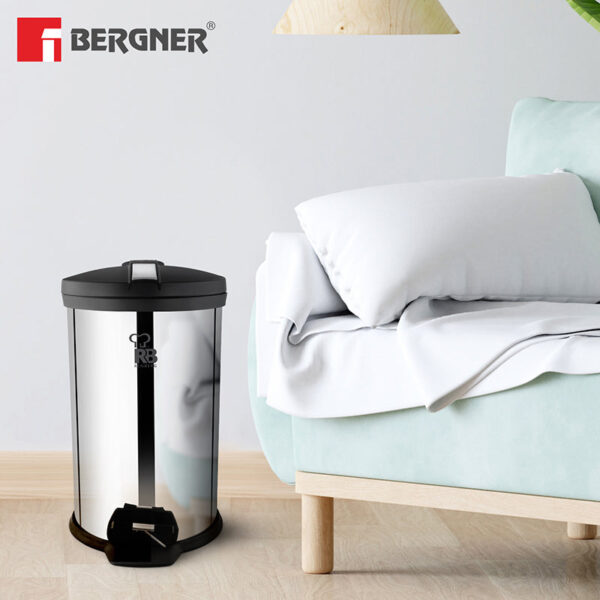 Bergner Silver Step Stainless Steel Pedal Dust Bin - 12,000 mL