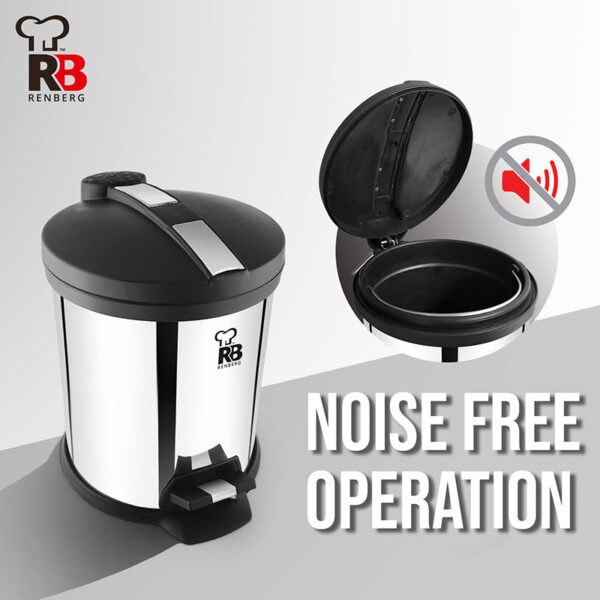 Bergner Silver Step Stainless Steel Pedal Dust Bin - 5000 mL