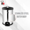 Bergner Silver Step Stainless Steel Pedal Dust Bin - 7000 mL