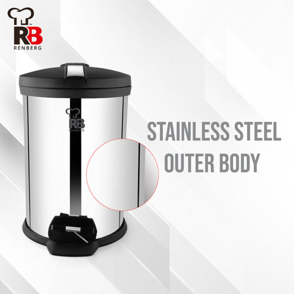 Bergner Silver Step Stainless Steel Pedal Dust Bin - 7000 mL