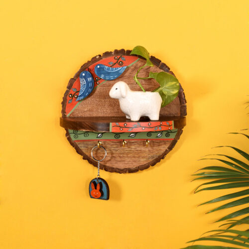 Bird Bark Wall Shelf With Key Hanger