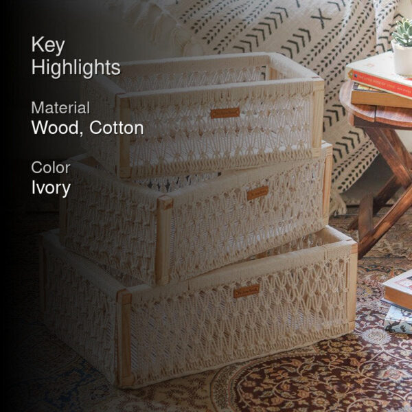 Boho Max Handcrafted Macrame Organizer - Set Of Three