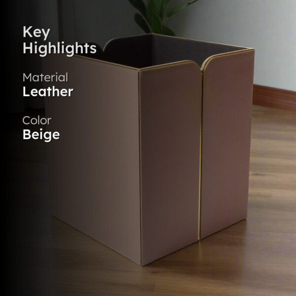 Ceastra Faux Leather Dust Bin - Beige