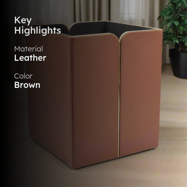 Ceastra Faux Leather Dust Bin - Brown