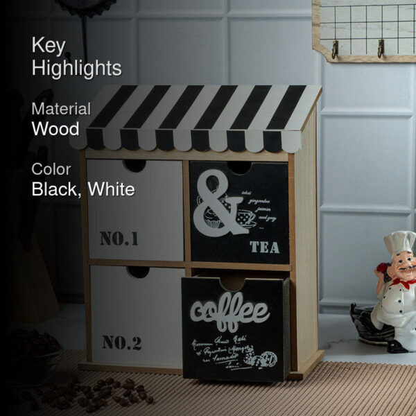 Coffee & Tea Wood Storage Box - Black