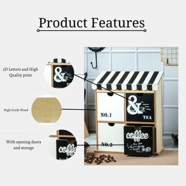 Coffee & Tea Wood Storage Box - Black