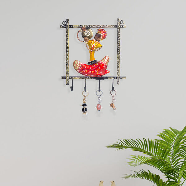 Folk Symphony Handcrafted Key Holder - Red