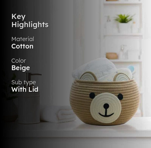 Happy Bear Multipurpose Basket- Beige