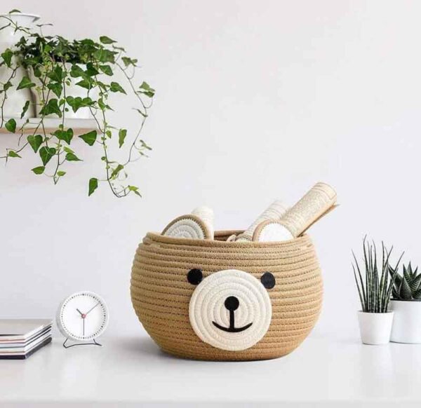 Happy Bear Multipurpose Basket- Beige