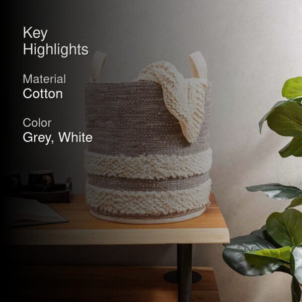 Milia Stripe Natural Fiber Laundry Basket