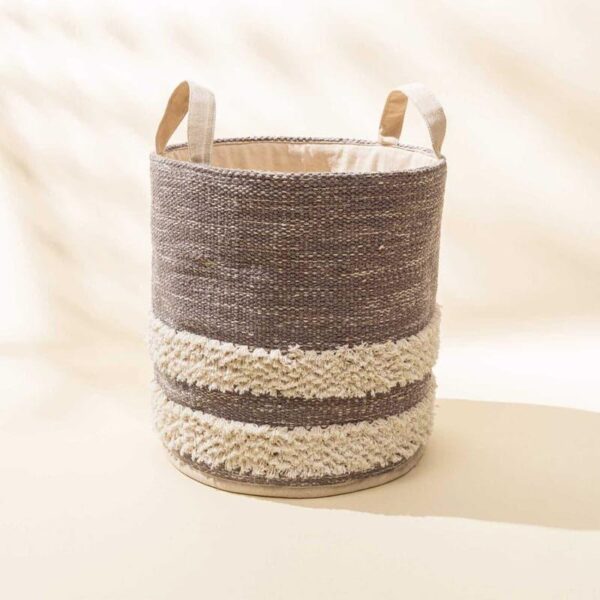 Milia Stripe Natural Fiber Laundry Basket