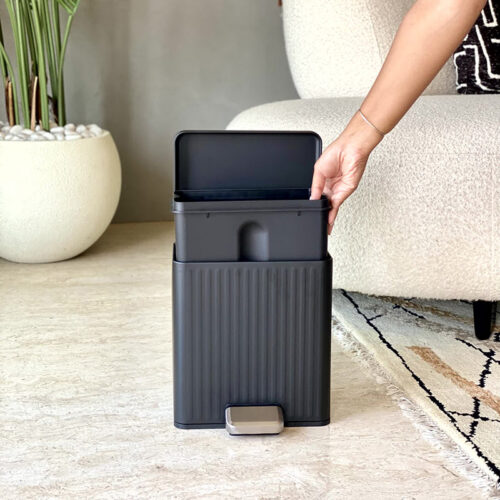 Pierre Metal Dust Bin With Pedal - Black