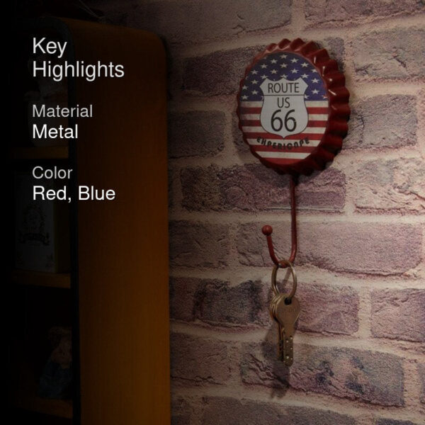 Route 66 Bottle Cap Retro Wall Hook