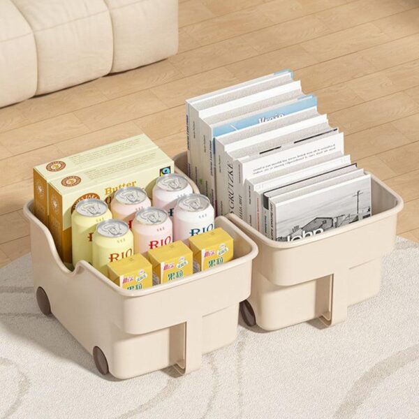 Set of 2 Sleek White Plastic Storage Organizers With Wheels - Set Of Two Set of 2 Sleek White Plastic Storage Organizers With Wheels - Set Of Two