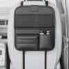 Sleek Seat Leather Car Seat Organizer With Foldable Tray - Dark Grey Sleek Seat Leather Car Seat Organizer With Foldable Tray - Dark Grey