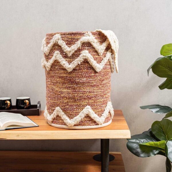 Thira Chevron Natural Fiber Laundry Basket