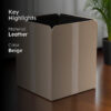 Veltrix Faux Leather Dust Bin - Beige