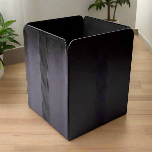 Veltrix Faux Leather Dust Bin - Black Veltrix Faux Leather Dust Bin - Black