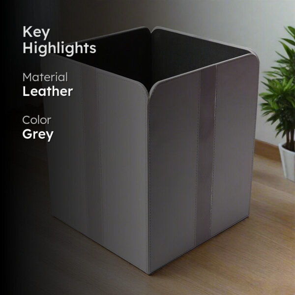 Veltrix Faux Leather Dust Bin - Grey
