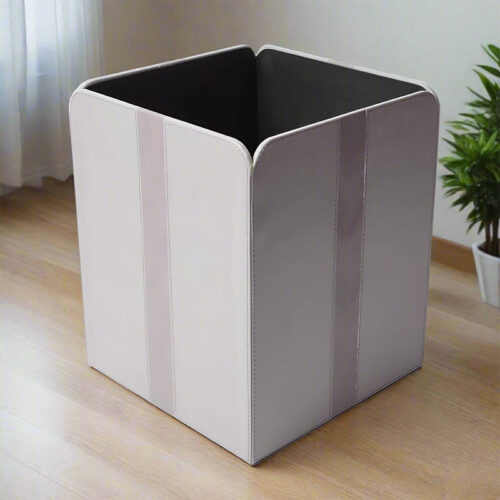 Veltrix Faux Leather Dust Bin - Grey