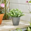 Artificial Flowers in Grey Plant Pot