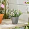 Artificial Flowers in Grey Plant Pot