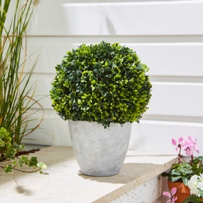 Artificial Round Topiary Tree in Grey Plant Pot Artificial Round Topiary Tree in Grey Plant Pot