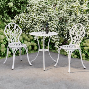 Cast Aluminium White Tulip Bistro Set Cast Aluminium White Tulip Bistro Set