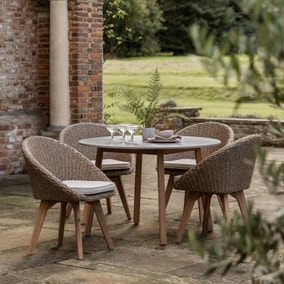 Cedar & Sage Aversa 4 Seater Round Outdoor Dining Set