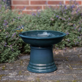 Fallen Fruits Small Terracotta Birdbath on Pedestal