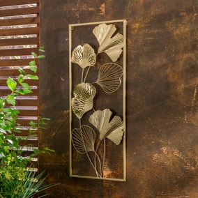 Luxe Gold Ginkgo Indoor Outdoor Wall Art Panel