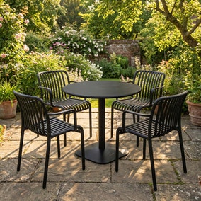 Modura Albin Round Table with 4 Alma Armchairs