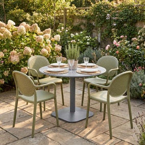 Modura Albin Round Table with 4 Stina Armchairs