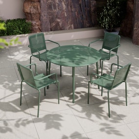 Porto 4 Seater Round Dining Set with Stacking Chairs